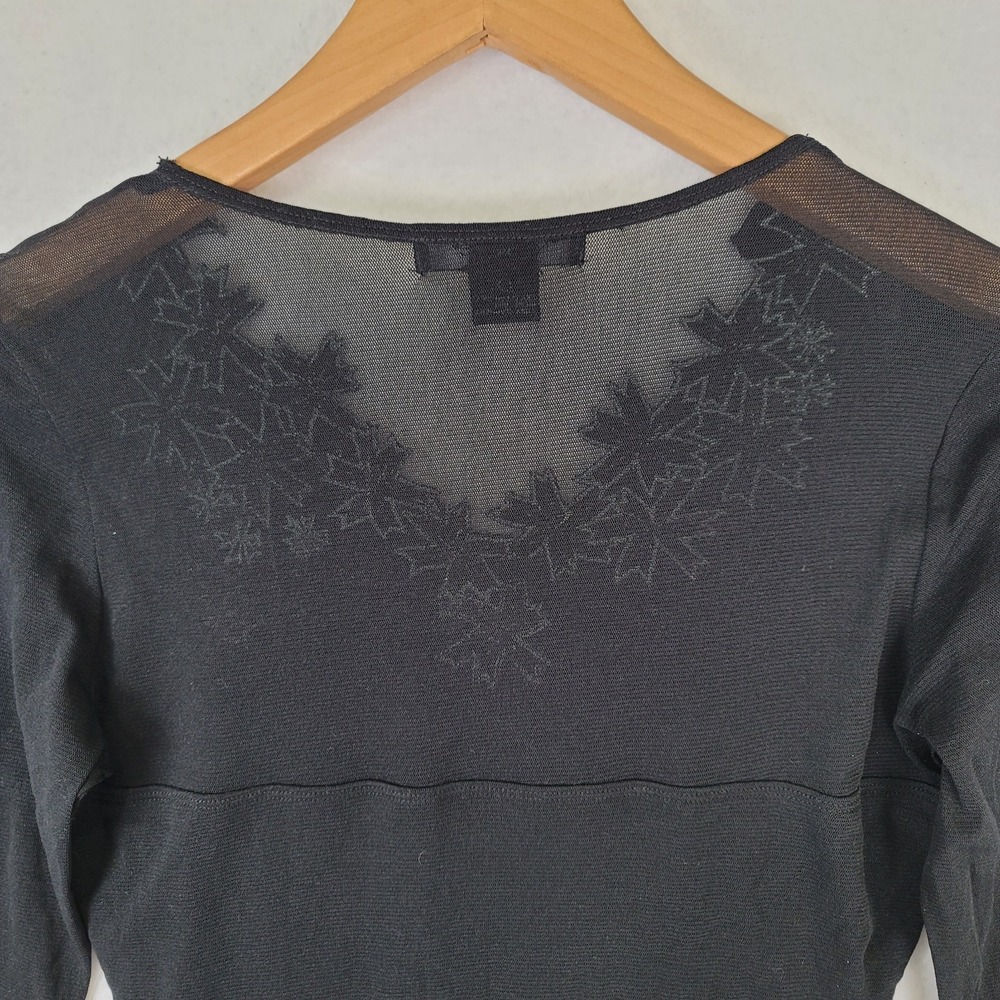 Karen Kane Lifestyle Black Embroidered Floral Sheer Yoke Top Women's Size S - Picture 12 of 16